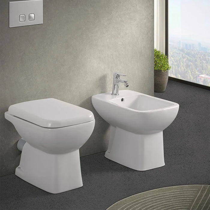 Coppia wc e bidet con scarico a parete e copriwc originale Ginevra