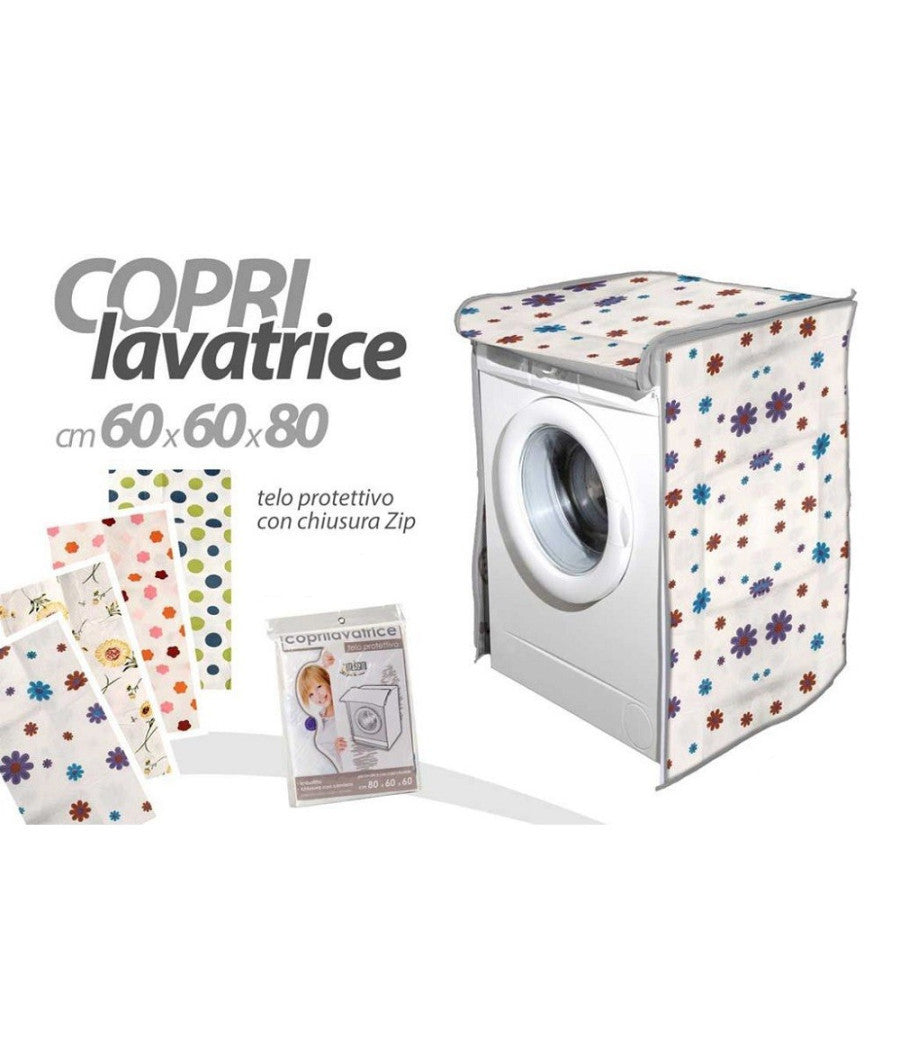 Copri Lavatrice Prottetivo 60x60x80cm Imbottito Cerniera Telo Decori Ass. 345814         