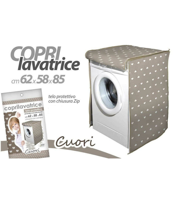 Copri Lavatrice Prottetivo 62x58x85 Cm Telo Imbottito Cerniera Zip Cuori 736810         