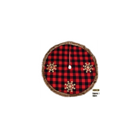 Copribase albero tessuto con fiocchi tartan rosso cm ø120