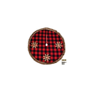 Copribase albero tessuto con fiocchi tartan rosso cm ø120