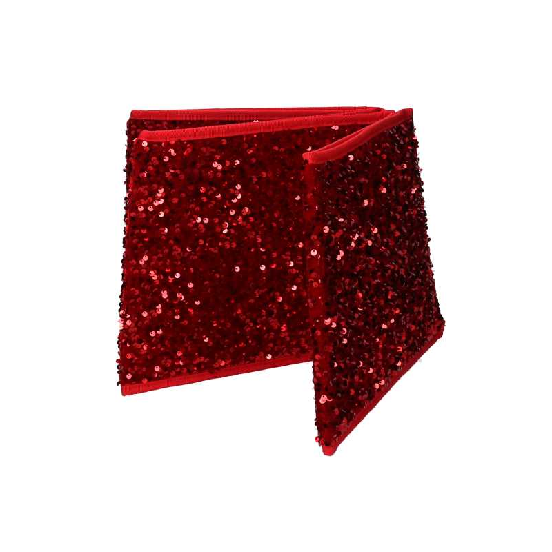 Copribase albero tessuto pieghevole rosso double face esagonale glitter cmø68h25