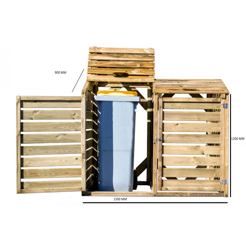 Copribidoni per Raccolta Differenziata In Legno Abete 150x90x120