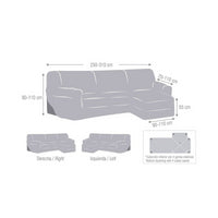 Copridivano Troya elastico penisola destra beige bracciolo corto 250/310