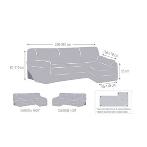 Copridivano Troya elastico penisola destra grigio bracciolo lungo 250/310