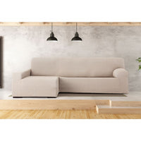 Copridivano Troya elastico penisola sinistra beige bracciolo lungo 250/310