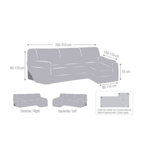 Copridivano Troya elastico penisola sinistra grigio bracciolo lungo 250/310