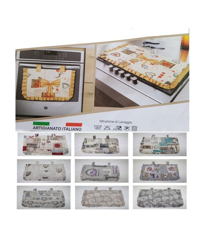 Copriforno + Coprifornello Copri Forno Fornelli Fuochi Cuori Rose Fiocco         