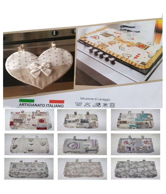 Copriforno + Coprifornello Copri Forno Fornelli Fuochi Shabby Chic Merletto         