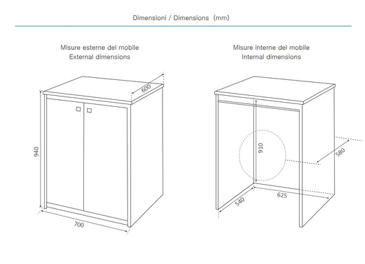 Mobile copri lavatrice in pvc in kit completo 70x60 cm modello Onda, resistente all’acqua - NO BRAND
