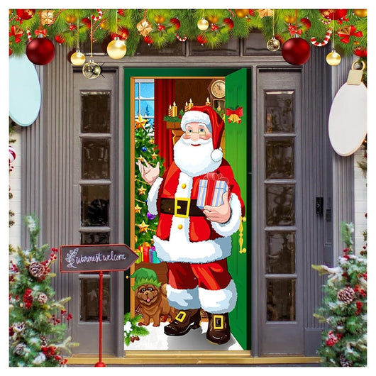 Copri Porta Natalizio Con Elastico Decorazioni Sfondi Addobbi Natale 90x210 Cm         