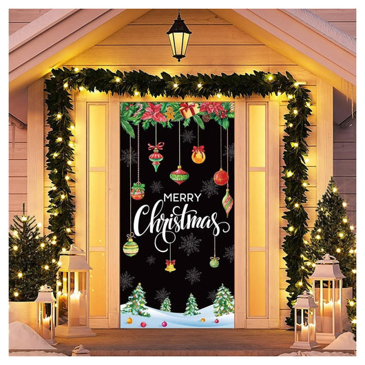 Copri Porta Natalizio Con Elastico Decorazioni Sfondi Addobbi Natale 90x210 Cm         