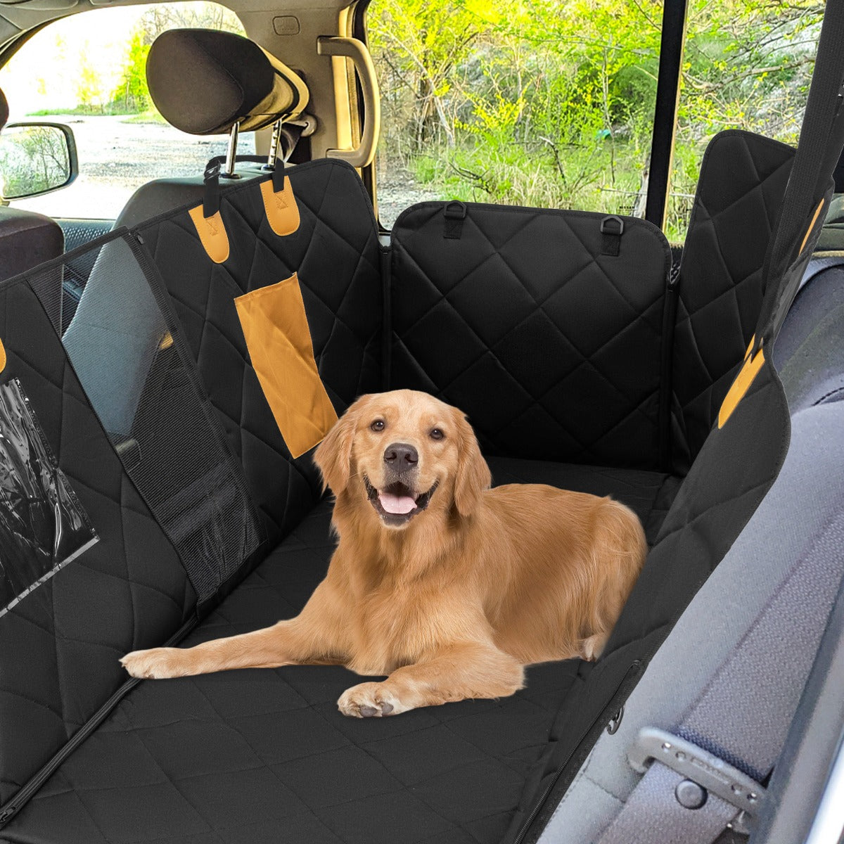Coprisedile auto per cani impermeabile e antigraffio, Copertura sedile antiscivolo per cani con finestre in rete Nero-Giochi e accessori per cani