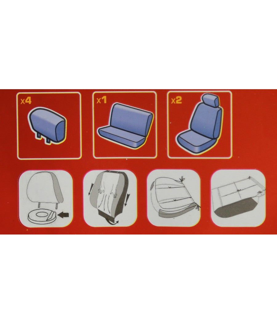Coprisedili Auto Universali Copri Sedili Anteriori Posteriore Poggiatesta 4806         