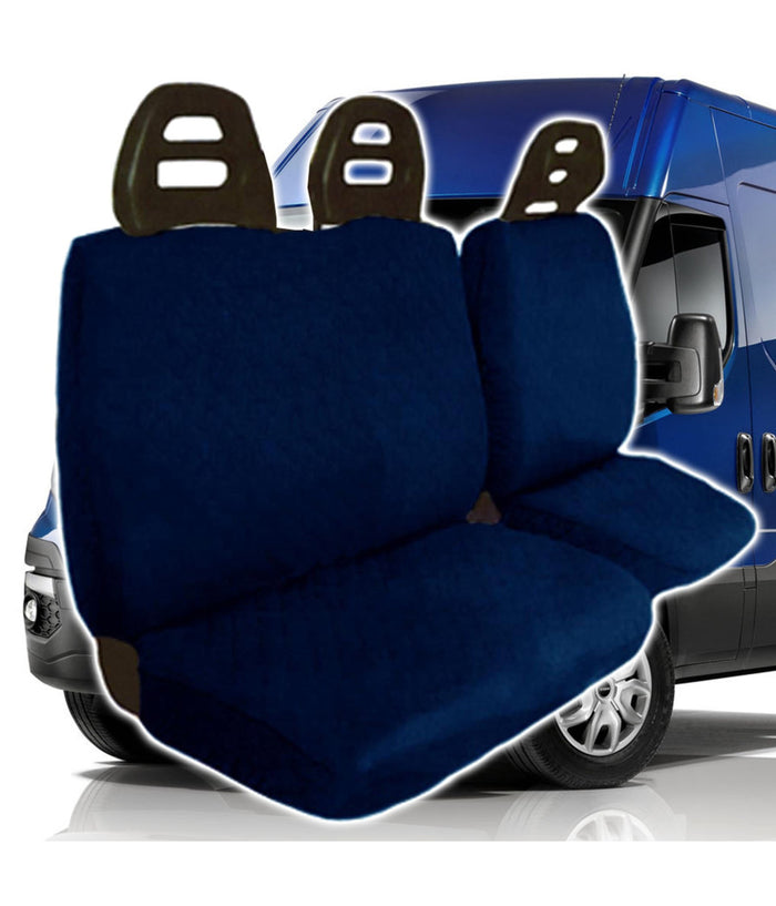 Coprisedili Copri Sedili Per Furgone 3 Posti Universali In Cotone Blu Scuro         