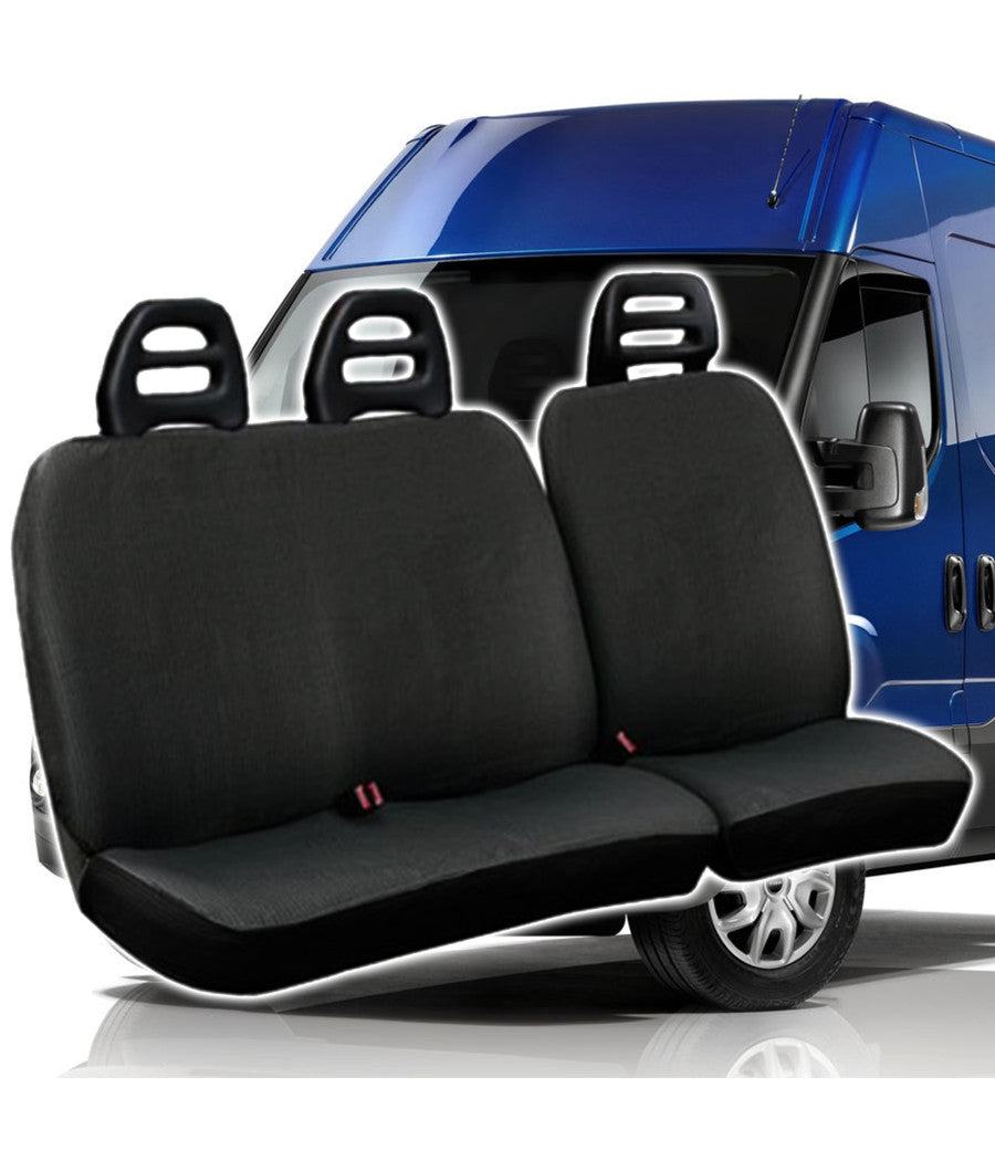 Coprisedili Per Furgone 3 Posti Iveco Daily Universali In Cotone Grigio Scuro         