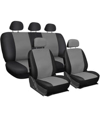 Coprisedili Universali Auto Macchina Cotone Bicolore Grigio E Nero Copri Sedile         