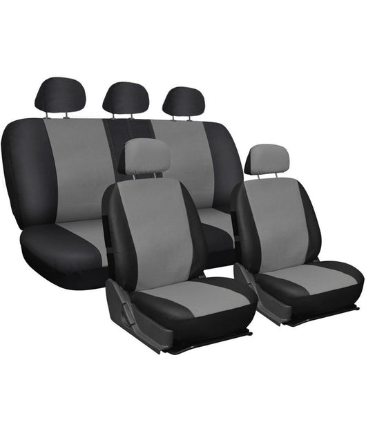 Coprisedili Universali Auto Macchina Cotone Bicolore Grigio E Nero Copri Sedile         
