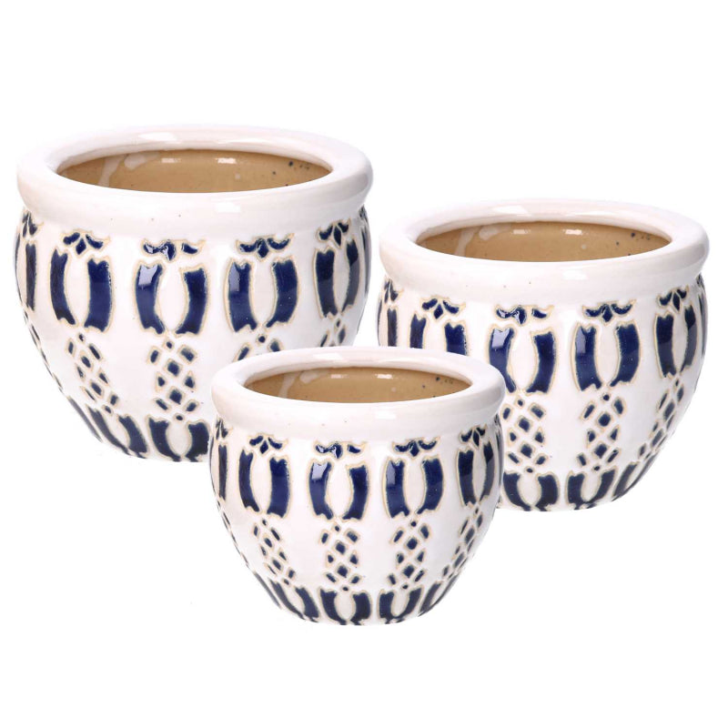 Coprivaso ceramica 1-3 bianco azzurro cmø30h21