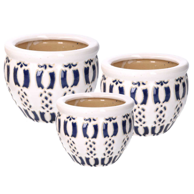 Coprivaso ceramica 1-3 bianco azzurro cmø30h21