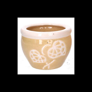 Coprivaso ceramica 1-3 crema bordo bianco cmø30h21