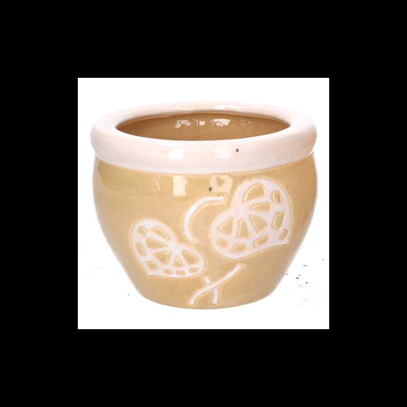 Coprivaso ceramica 1-3 crema bordo bianco cmø30h21