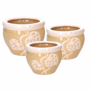 Coprivaso ceramica 1-3 crema bordo bianco cmø30h21