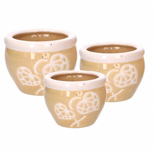 Coprivaso ceramica 1-3 crema bordo bianco cmø30h21