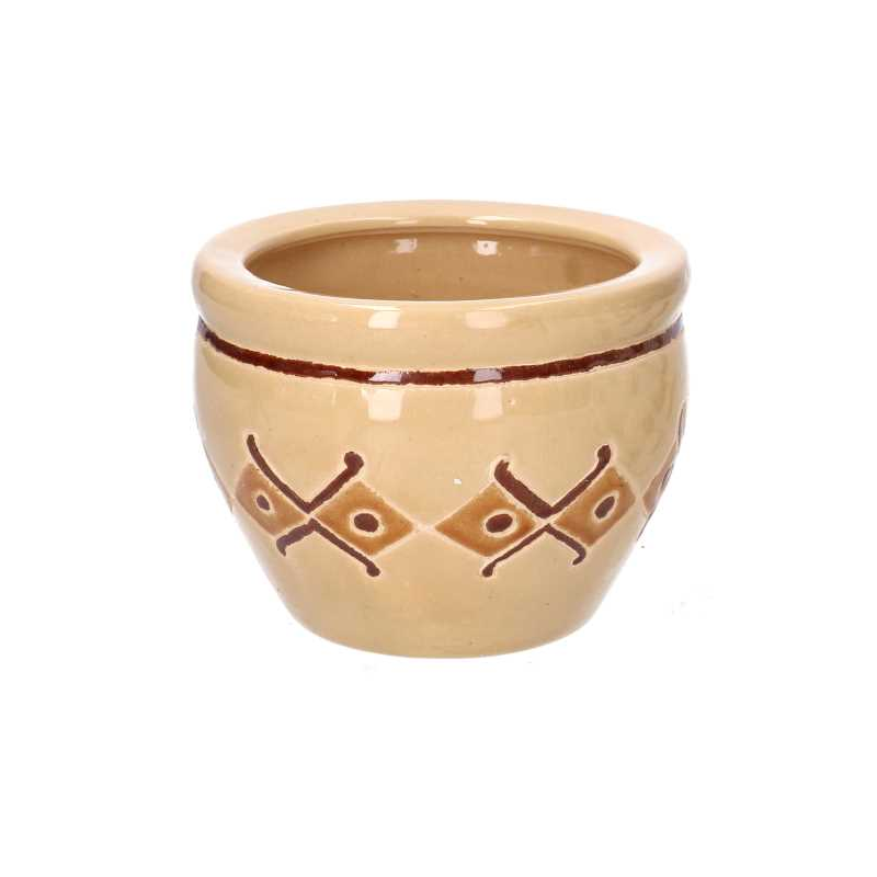 Coprivaso ceramica 1-3 crema c/rombi cmø30h21