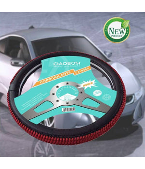 Coprivolante Copri Volante Auto Nero Rosso 37-39cm Con Presa Comfort Cx-9265         