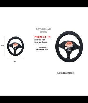 Coprivolante Fodera Sterzo Dark I Maxtech Per Auto In Gomma Universale 36cm Cv-10         