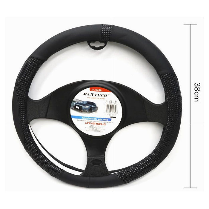 Coprivolante Universale Auto Fodera Protezione Sterzo 38cm Nero Con Rilievi Cv-20         