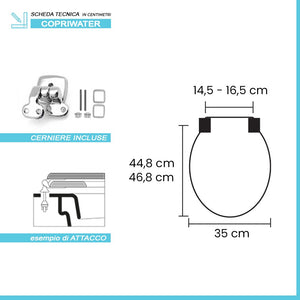 Copriwater Cesame Sintesi dedicato in legno rivestito bianco con cerniere