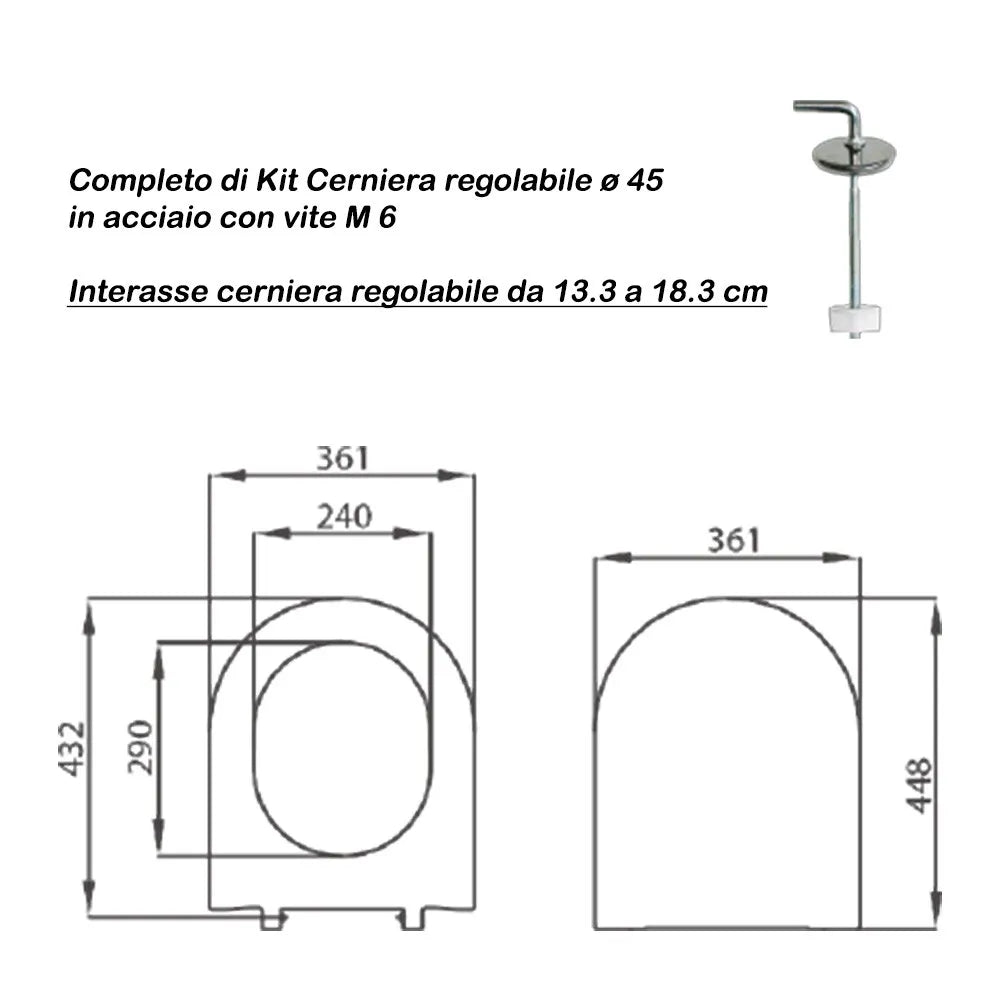 Copriwater compatibile Pozzi Ginori Ydra design slim in termoindurente