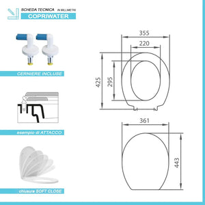 Copriwater compatibile serie Karla di Rak chiusura rallentata soft close bianco
