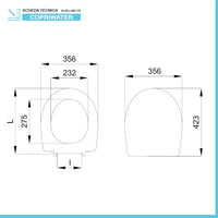 Copriwater compatibile Vitra serie Normus sospeso in termoindurente bianco
