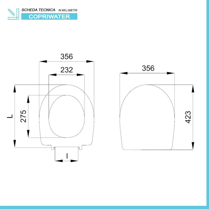 Copriwater compatibile Vitra serie Normus sospeso in termoindurente bianco