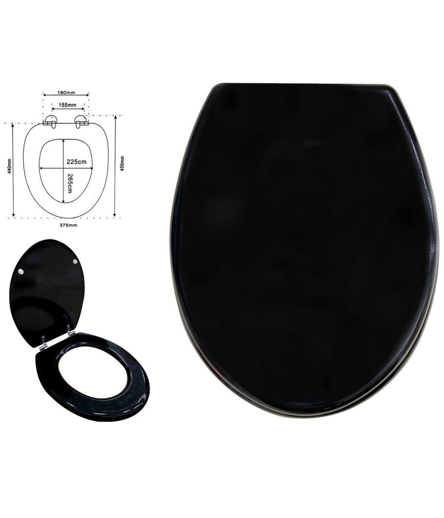 Copriwater Copri Water Sedile Wc Bagno Universale Cerniere Acciaio Nero 52970a         