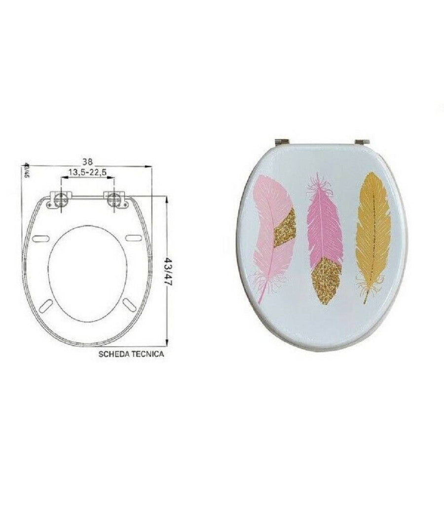 Trade Shop - Copriwater Copri Water Sedile Wc Bagno Universale Cerniere Acciaio Piume 59127 -        3,5