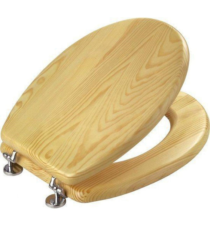 Copriwater Copri Water Sedile Wc Bagno Universale Cerniere Legno Beige         3,5