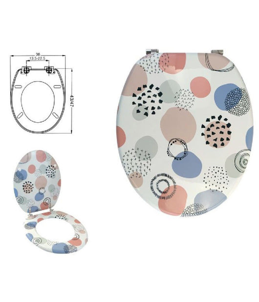 Copriwater Copri Water Sedile Wc Bagno Universale In Mdf Sfere Astratte 87101         3,5
