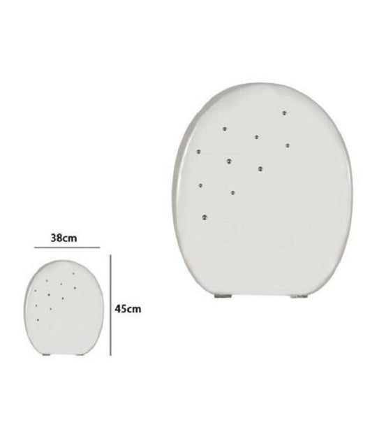 Copriwater Copri Water Sedile Wc Bagno Universale Mdf Bianco Strass 59207         3,5