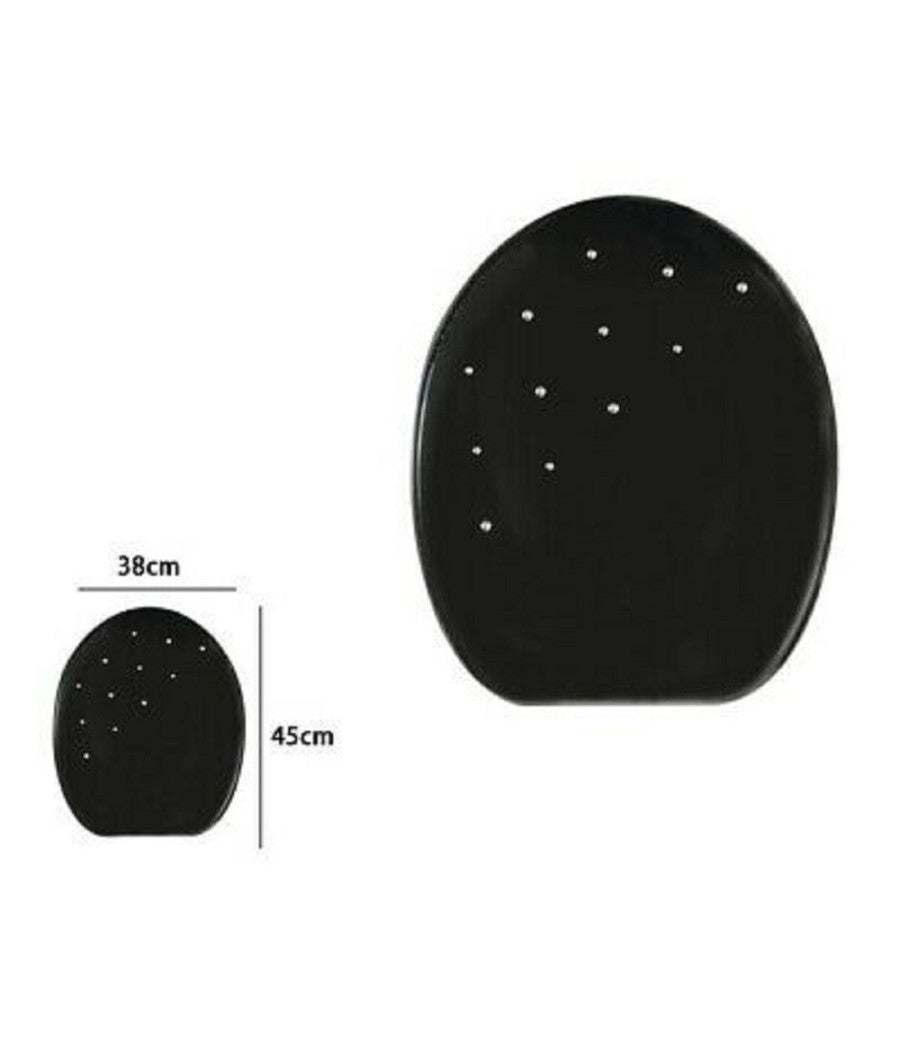 Copriwater Copri Water Sedile Wc Bagno Universale Mdf Nero Strass         3,5