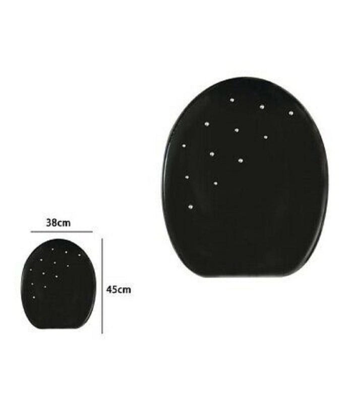 Copriwater Copri Water Sedile Wc Bagno Universale Mdf Nero Strass         3,5