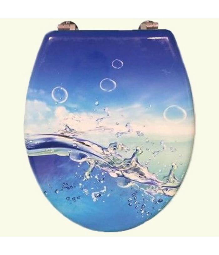 Copriwater Copri Water Wc Sedile Bagno Universale Cerniere In Acciaio Onda Mare         3,5