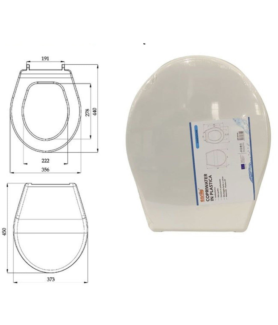 Copriwater Coprivaso Sedile Wc In Plastica Tavoletta Da Bagno Viola Bianco 87640         