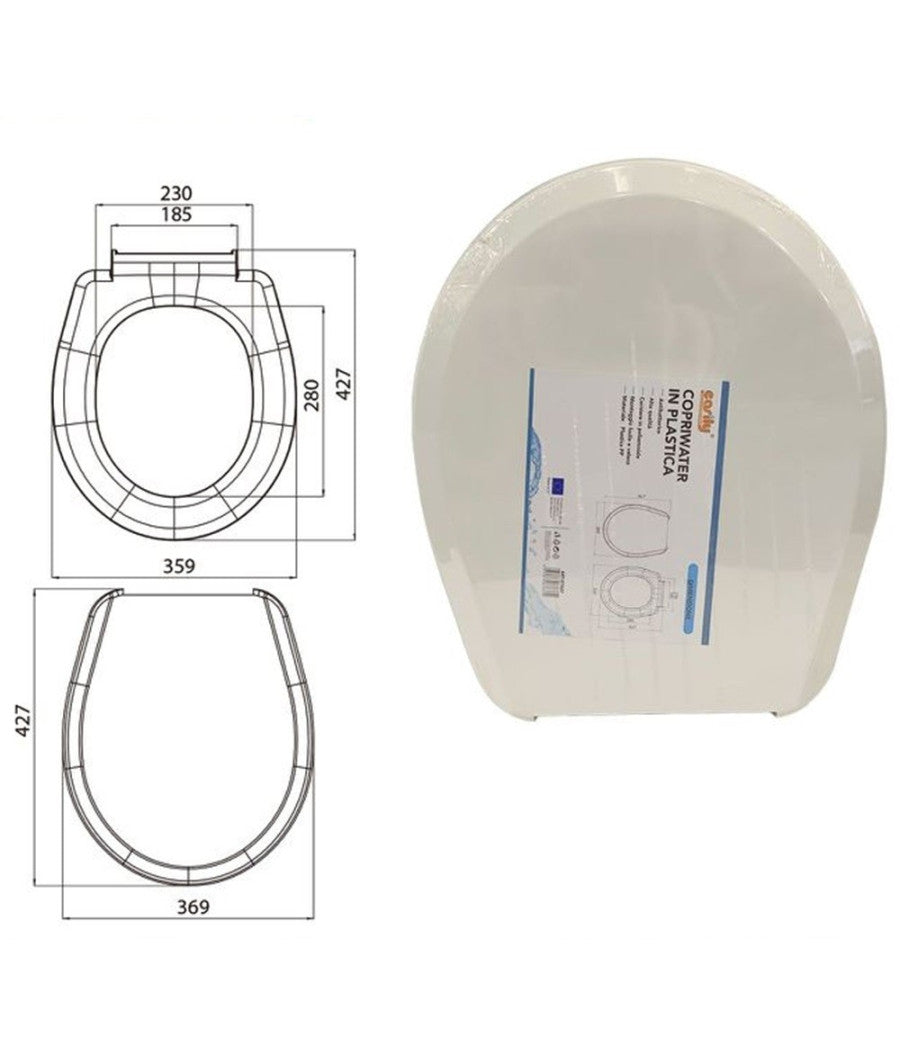 Copriwater Coprivaso Sedile Wc Tavoletta Bagno In Plastica Orhidea Bianco 87637         