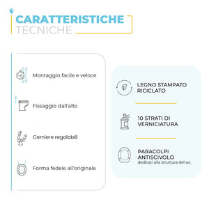 Copriwater dedicato per Serie Esedra Ideal Standard in legno bianco con cerniere