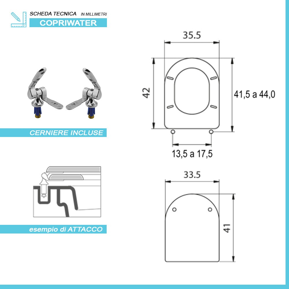 Copriwater dedicato per Serie Esedra Ideal Standard in legno bianco con cerniere