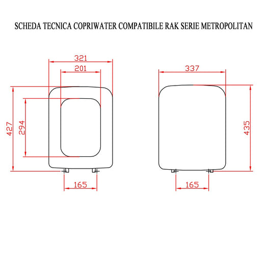 Copriwater Dedicato Rak Ceramiche serie Metropolitan Bianco